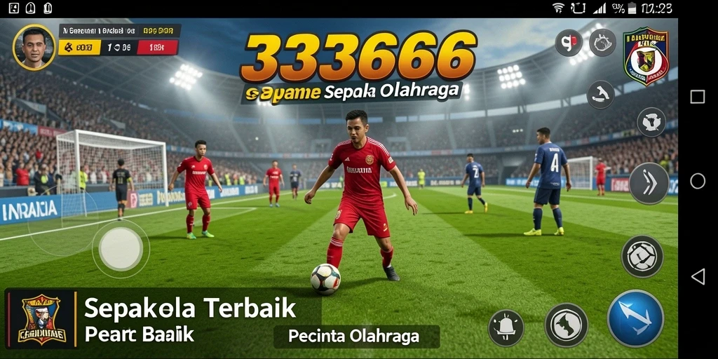 Tampilan gameplay 333666 yang menampilkan aksi seru di lapangan sepak bola.