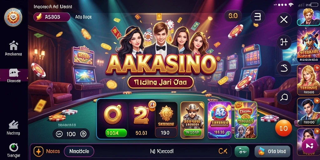 Screenshot AAKASINO menampilkan suasana permainan kasino yang mendebarkan.
