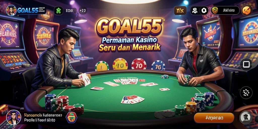 Tampilan gameplay seru di aplikasi GOAL55 dengan pengalaman kasino nyata.