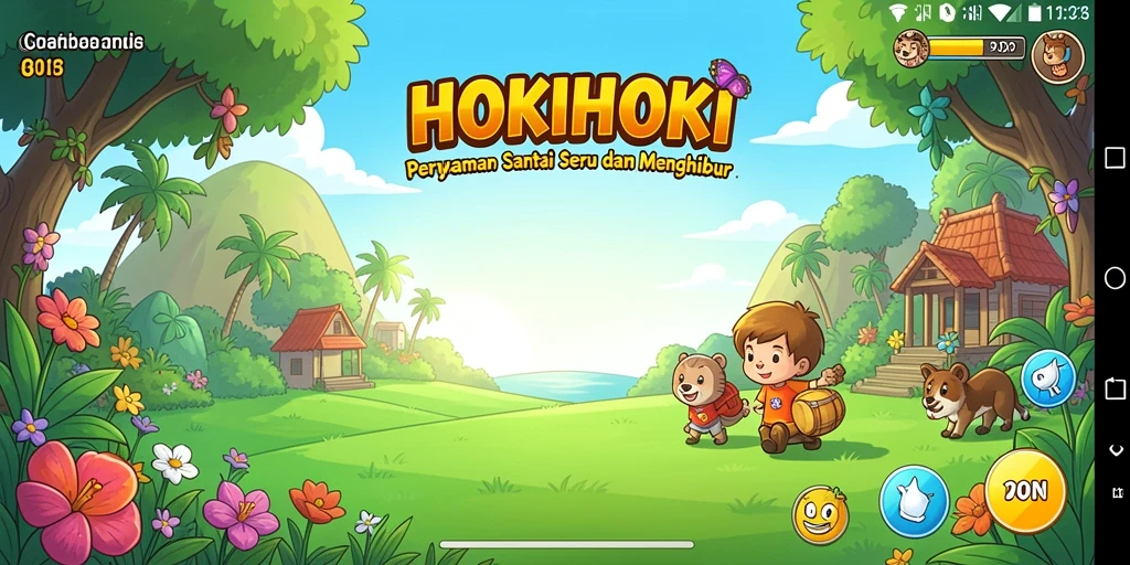 Tangkapan layar gameplay HOKIHOKI yang menyenangkan dan penuh warna.