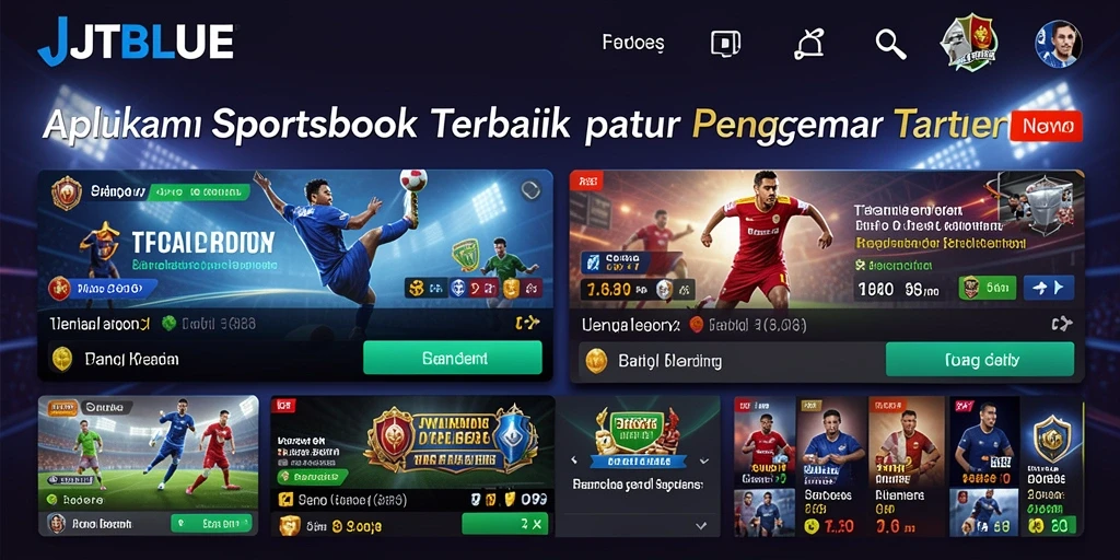 Screenshot utama JTBLUE menampilkan gameplay taruhan olahraga yang menarik.