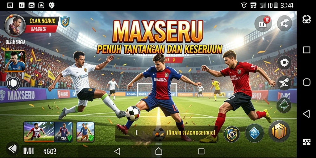 Tampilan gameplay MAXSERU yang dinamis dan menyenangkan.