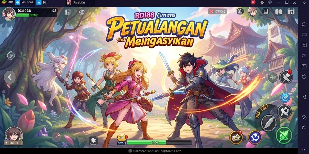 Tampilan gameplay RDI88 yang menarik dengan karakter Anime yang berwarna-warni.