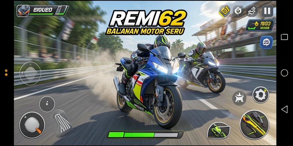 Tampilan gameplay balapan motor yang seru dan cepat.