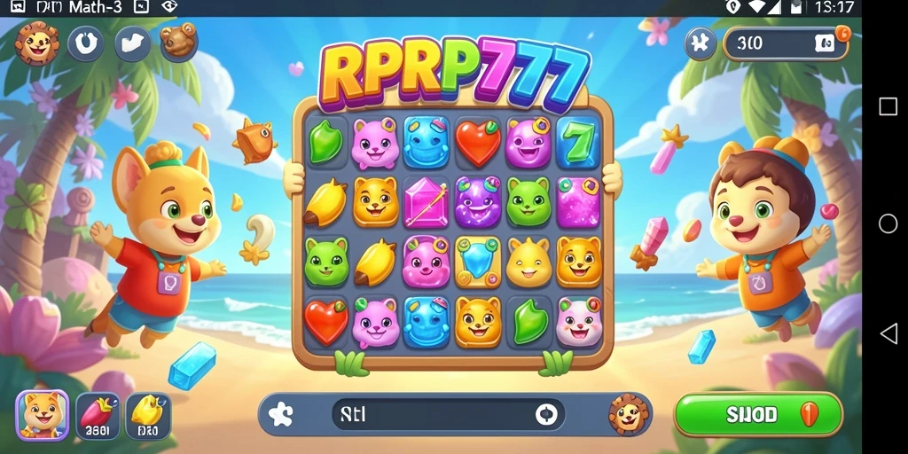 Tampilan gameplay RPRP777 yang seru dan penuh warna dalam aksi Match-3.