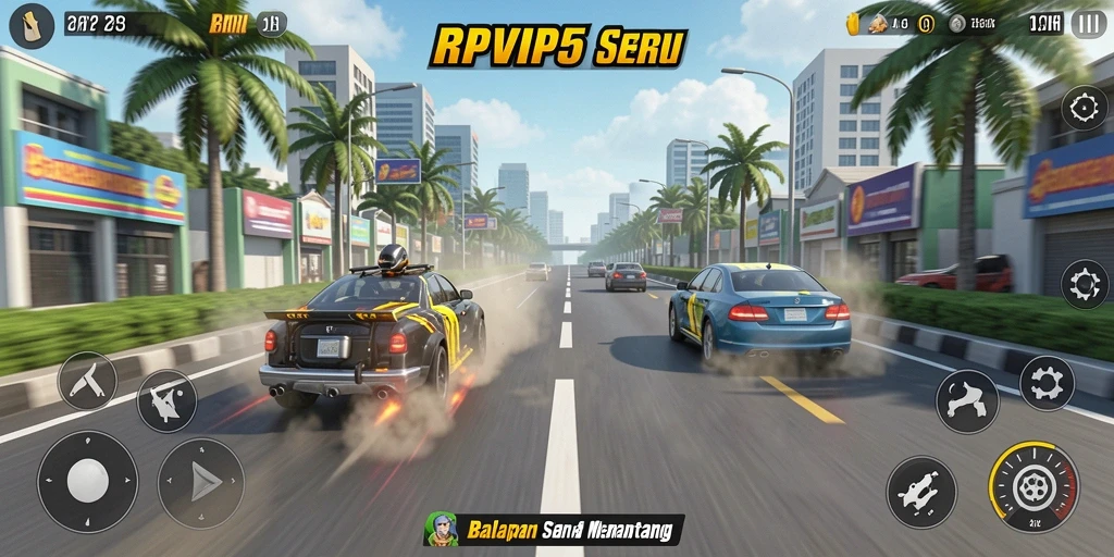 Tampilan gameplay seru RPVIP5 dengan balapan yang mendebarkan.