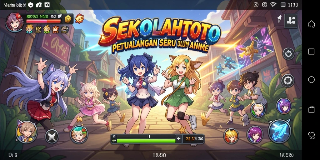 Screenshot gameplay <strong>SEKOLAHTOTO</strong> yang menampilkan aksi seru karakter anime.