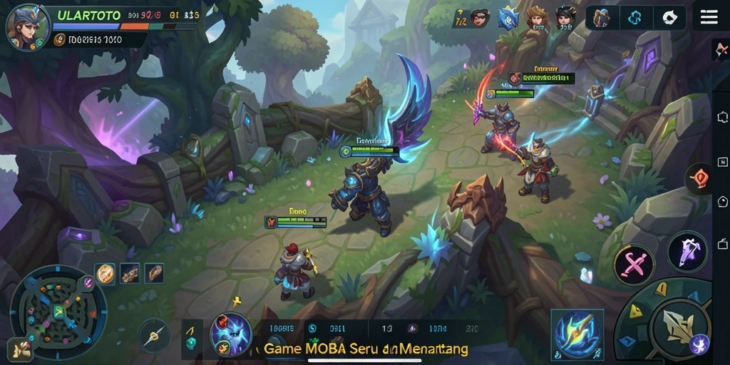 Tampilan aksi seru dalam permainan MOBA ULARTOTO.