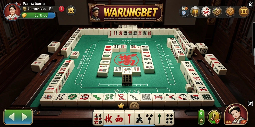 Menampilkan aksi seru di WARUNGBET dengan gameplay Mahjong.